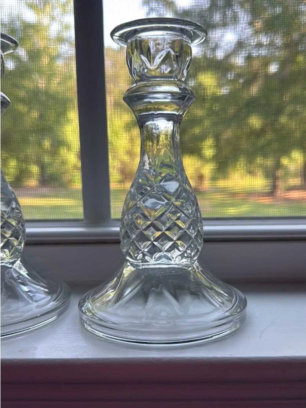 Vintage‎ Cambridge Glass Candlesticks Set of 2 HomCo Home Interiors pineapple